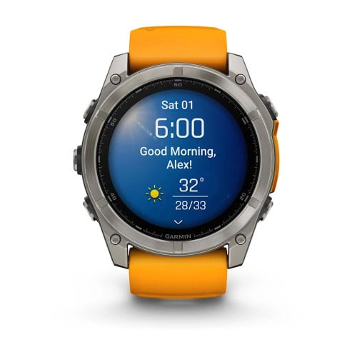 fēnix® 8 – 51 mm, AMOLEDSapphire, Titanium with Spark Orange/Graphite Silicone Band