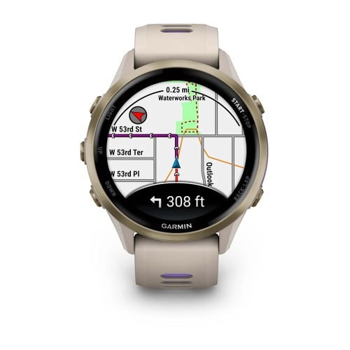 Forerunner® 970Soft Gold Titanium with French Gray Case and French Gray/Translucent Indigo Band