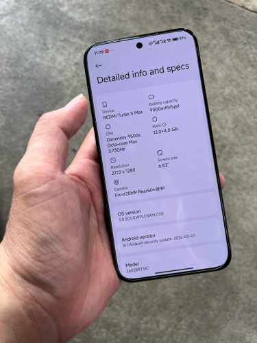 Redmi Turbo 5max New 98.98% full box
