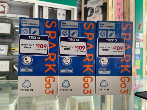 Spark Go3 Ram4G+4G/64G ថ្មីប្រអប់ធានាក្រុមហ៊ុន13ខែតម្លៃពិសេសជូន