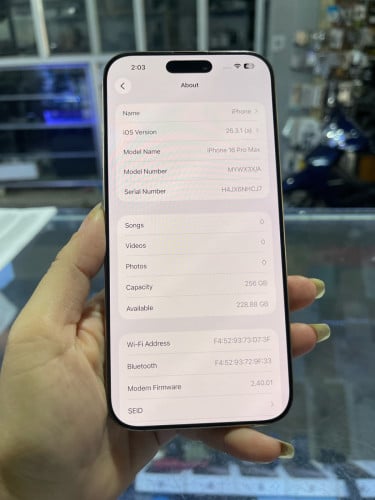 868$ដាច់ iPhone 16promax(256gb) Xa ថ្ម93%តួ98%ណែនFreeផ្លុំ សឹកតុចខេសសុី