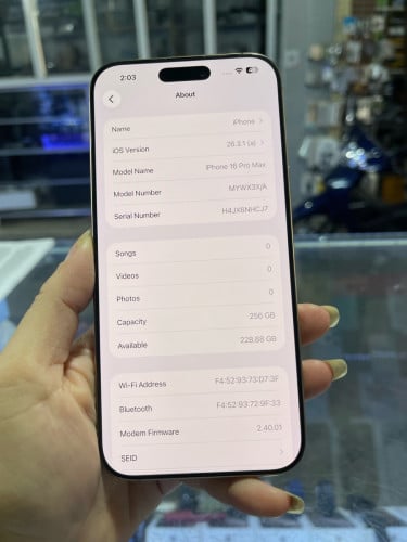 868$ដាច់ iPhone 16promax(256gb) Xa ថ្ម93%តួ98%ណែនFreeផ្លុំ សឹកតុចខេសសុី