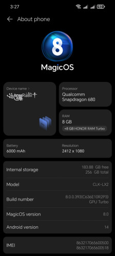 Honor X7B Ram 8 + 8  256GB