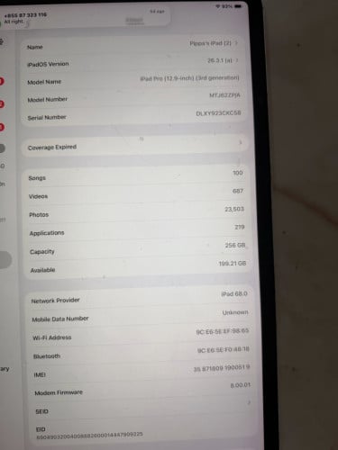iPad 12.9 Pro 256GB WIFI+Sim -  free case