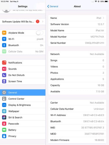 iPad Air1 Sim+WiFi 16g