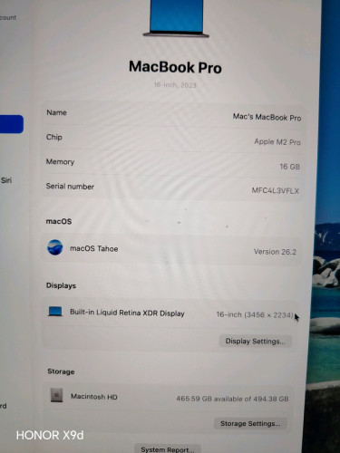 💐👌Mac book chaip M2 16" 2023 Ram 16GB Storage 512GB