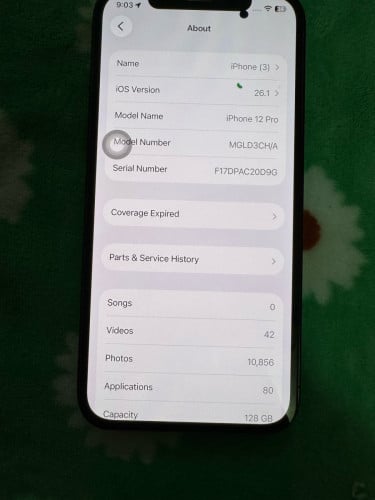 iPhone 12 pro តូច 128G SIM 2 អេក្រង់អុចខ្មៅដូចរូប អត់ស្ដេនលក់170$