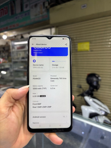 Oppo A55 128G Ram6G Sim2 CH សានុំស្រុីន