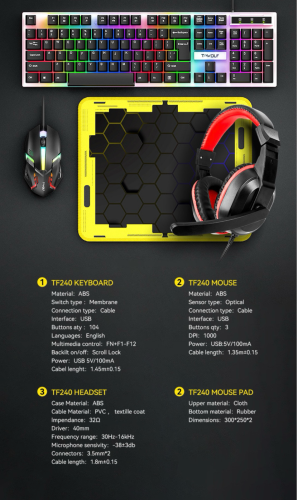 4 in 1 ឈុត Gaming  ស្អាតៗ តម្លៃធូរ