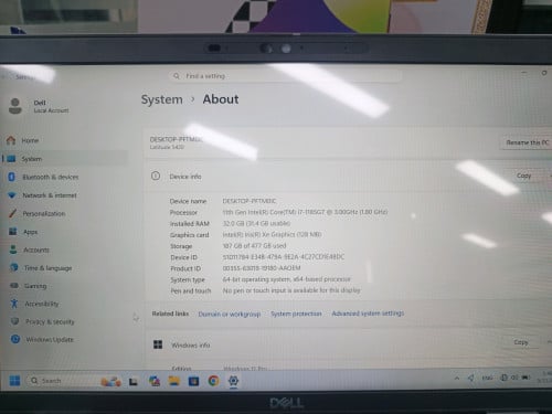 Dell Latitude 5410 i7-11th ,ram 32GB, M2 512G