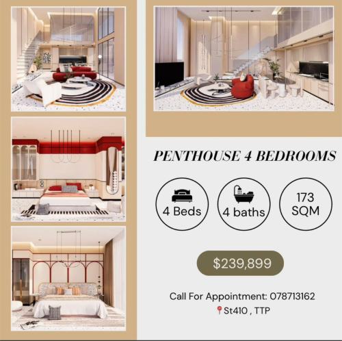 Duplex Penthouse 4 Bedrooms $239,899 Nearby Bkk3