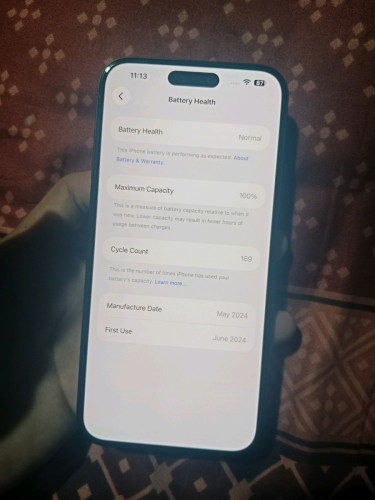 Iphone15plus 256G Locked Sim កែជេីងសុីម Code LLA 99% battery 100%