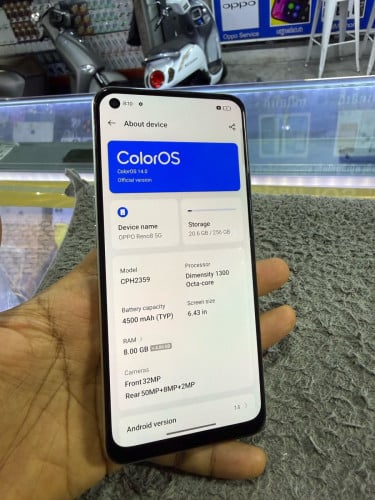 Oppo Reno8 5G Ram8G Memory256G ក្រុមហ៊ុនសុីមពីរ មានឆ្នាំងសាក