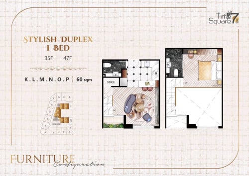 Time Square7 /Duplex 1Bed for sale in TK Area