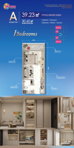 OneBedroom Morgan Central City in the center of Phnom Penh city, nearby Samhan market, Toul Sangke