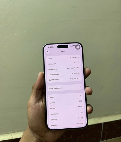 IPhone 15 Pro Max 256G មិនដែលដោះមិនដែលធ្លាក់ សានុំសុីនទាំងអស់ នៅស្អាត់97%  ថ្មនៅ84% ✅Phnom Penh 680$