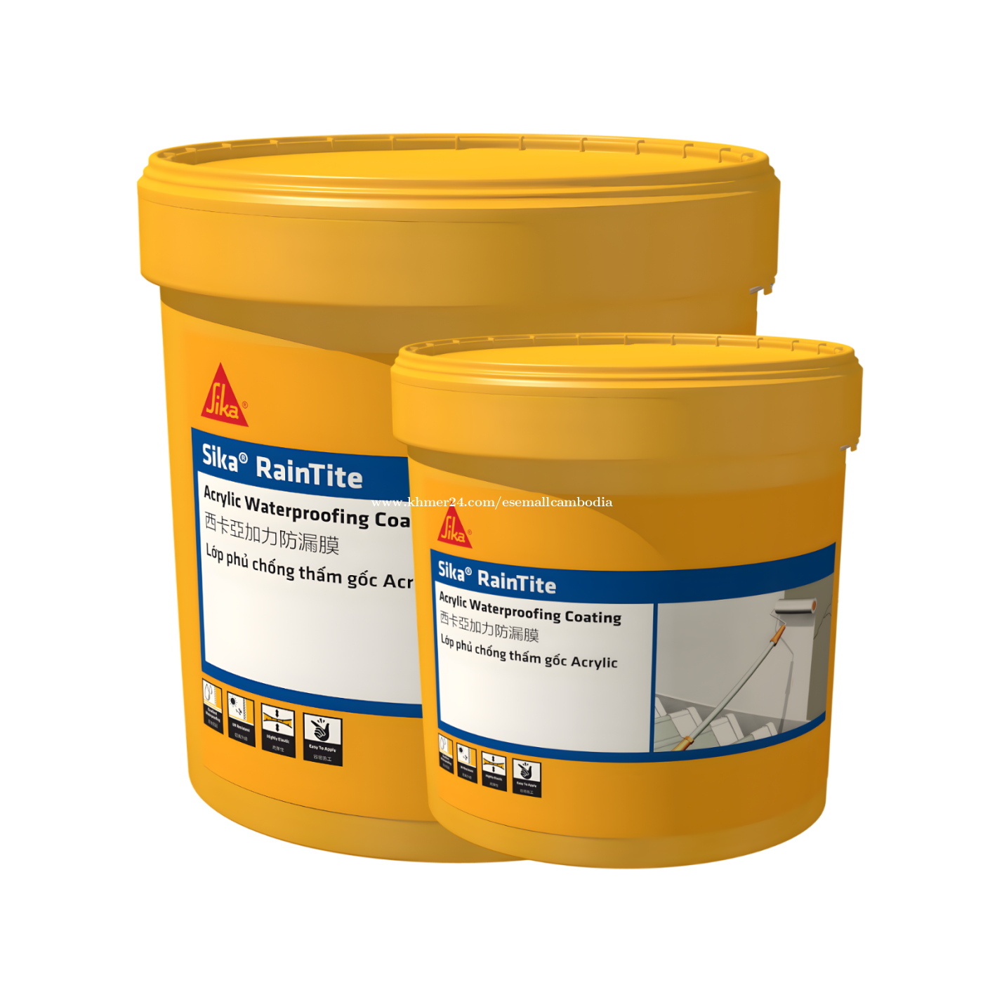 Sika® RainTite 20KG (grey,white) ថ្នាំការពារជម្រាបទឹកប្រភេទ Acrylic សម្រាប់ដំបូល និងជញ្ជាំងខាងក្រៅ