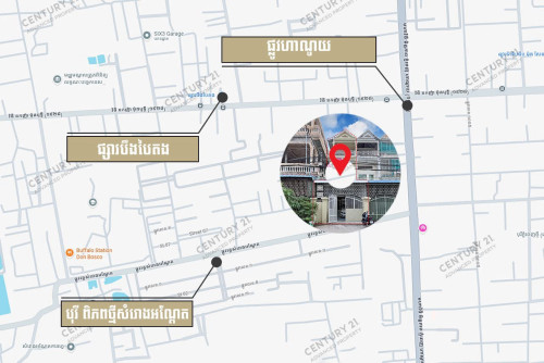 ផ្ទះលក់ក្បែស្តុប24ម៉ោងផ្លូវហាន់ណូយផ្លូវវាងស្តុបបឹងបៃតងទៅស្តុបសំរោងអណ្តែតបត់ចូលពីផ្លូវធុំហ៊ានណយ100ម