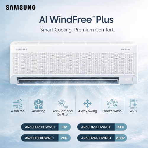 ម៉ាស៊ីនត្រជាក់ Samsung Inverter windfree wifi AR60* Series