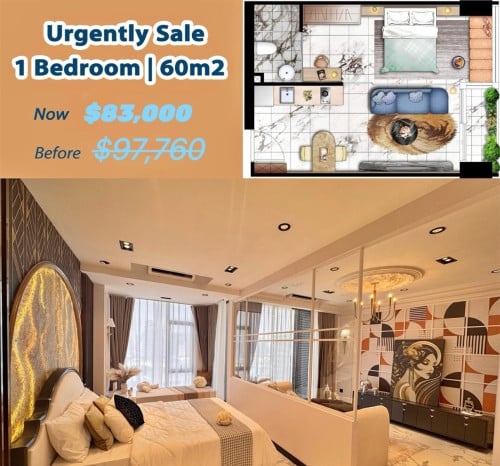 🔥🔥 Urgent Sale – 1 Bedroom Unit at Special Price👉 83,000$