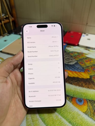 iPhone 16 Plus LLA 512G សំណុំសុីនណែន ស្អាត លក់615$
