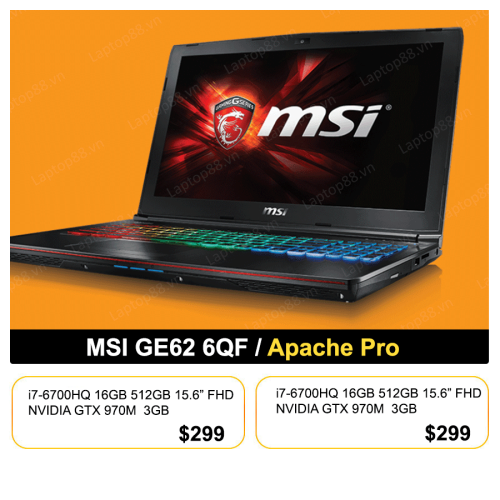 MSI GE62 6QF Apache Pro