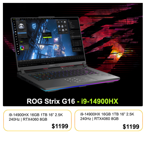 ROG Strix G16 - i9-14900HX 16GB 1TB 16" RTX4060 8GB