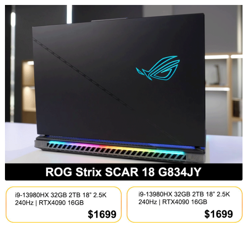ROG Strix SCAR 18 G834JY - i9 32GB 2TB 18" RTX4090 16GB