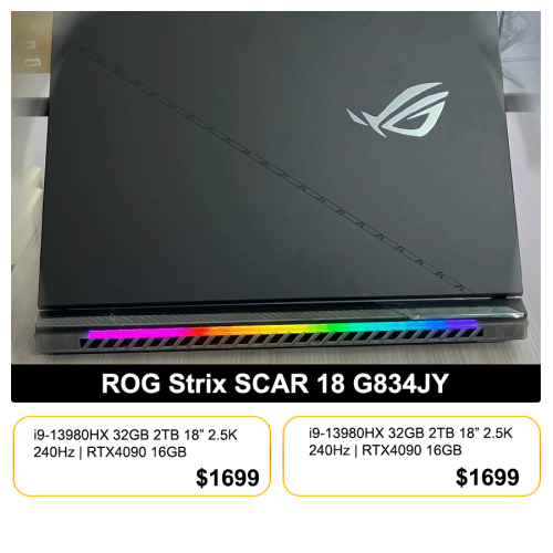 ROG Strix SCAR 18 G834JY / RTX4090 16GB = $1699
