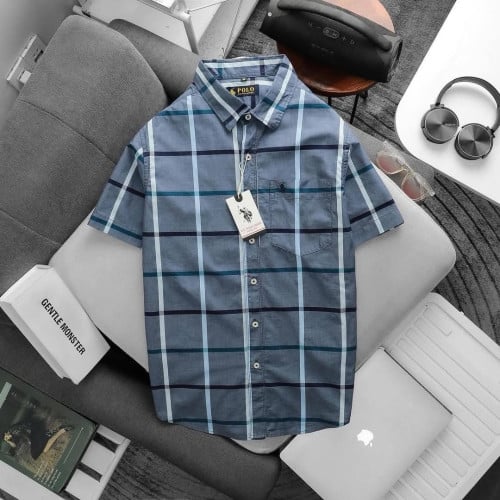 អាវក្រណាត់ដៃខ្លី / Short-Sleeve Plaid Shirt