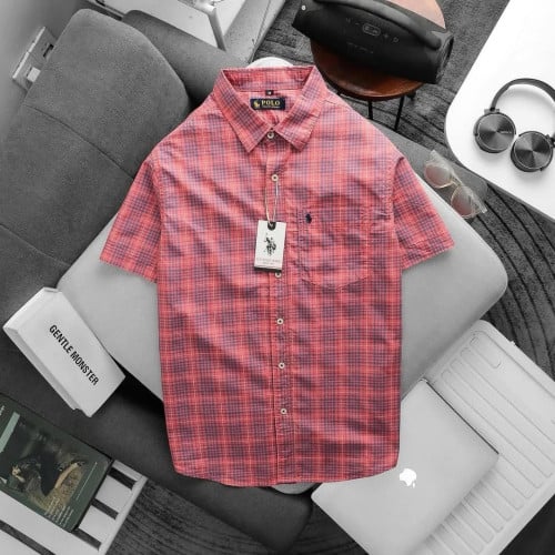 អាវក្រណាត់ដៃខ្លី / Short-Sleeve Plaid Shirt