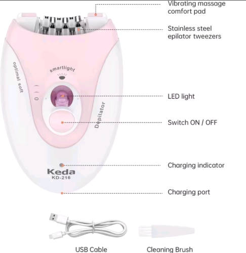 ម៉ាស៊ីនដករោម Women Epilator Facial Hair Remover Bikini Trimmer