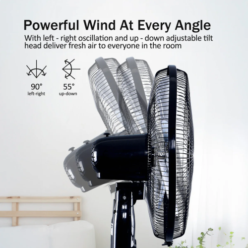 16-inch electric stand fan an affordable, energy-saving designed for home and office cooling.