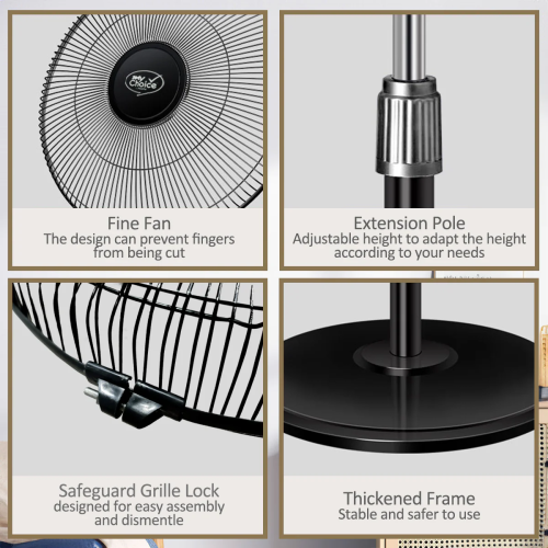16-inch electric stand fan an affordable, energy-saving designed for home and office cooling.