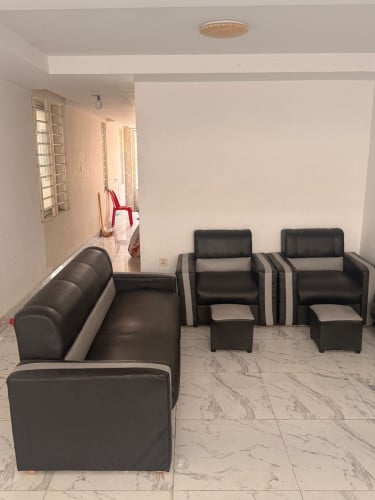 3 chairs, and table, sofa