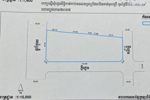 ដីកែងលក់បន្ទាន់នៅជាប់ផ្លូវព្រៃសរ50ម៉ែត