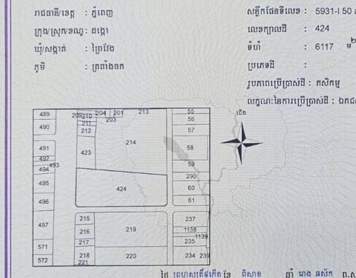 ដីកែងលក់បន្ទាន់នៅជាប់ផ្លូវព្រៃសរ50ម៉ែត