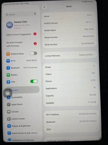 iPad A16 128GB Blue