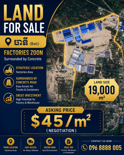 Land for Sale _Bati_ Factories zoon_19000m2_$45/m2