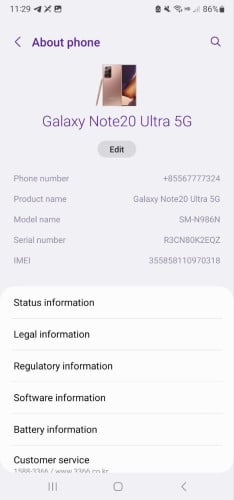 Samsung Galaxy Note 20Ultra 5G 256GB Korea RAM 12G