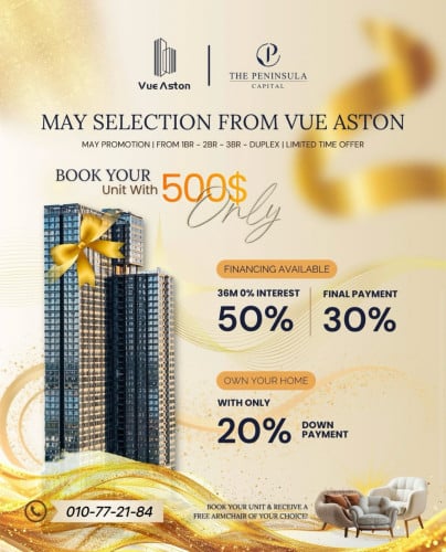 Experience the riverfront urban living at Vue Aston. With our exclusive MAY SELECTION offer !