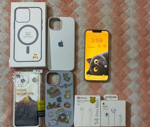 iPhone 14 ពណ៌ស្វាយ កូដLL/A Esim 128GB ស្អាត 98%