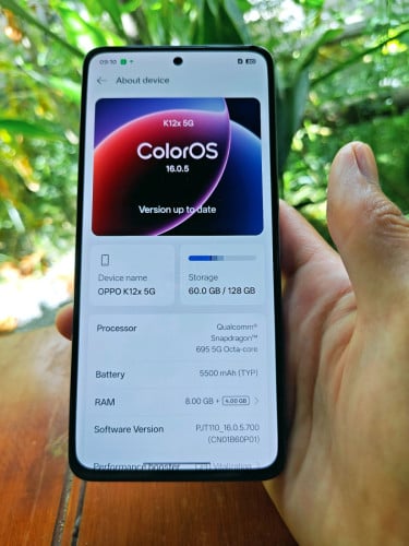 (លក់ហើយ)Oppo k12x5g40$ចរចារRam8+4 Memory 128g អត់មានកាម៉េរាមុខនិងក្រោយអេក្រង់zin120hzស្កេនក្រយ៉ៅដៃ