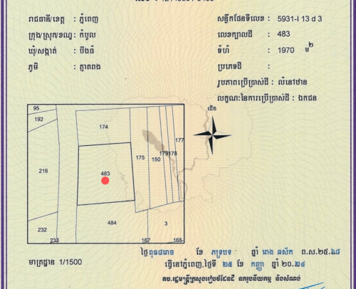 ដីនៅលើផ្លូវធំ30ម៉ែត្រប្លុកឃ្លាំងរោងចក្រកុះករ-លក់បន្ទាន់