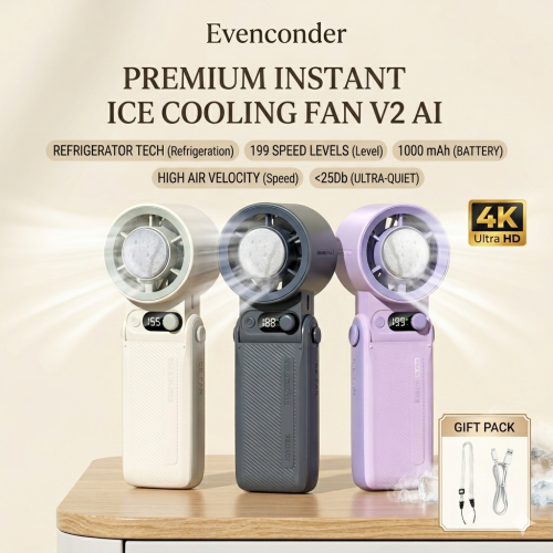 កង្ហាទឹកកក AI Handheld electric fan