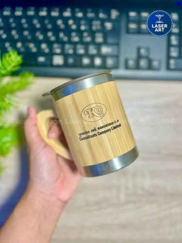 🎋កែវទឹកឫស្សី-Custom Bamboo Mug Engraving / gift, Wooden Gift