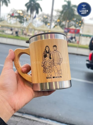 🎋កែវទឹកឫស្សី-Custom Bamboo Mug Engraving / gift, Wooden Gift
