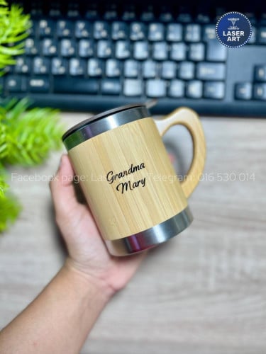🎋កែវទឹកឫស្សី-Custom Bamboo Mug Engraving / gift, Wooden Gift