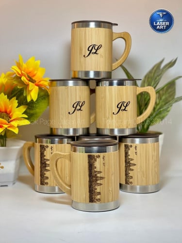🎋កែវទឹកឫស្សី-Custom Bamboo Mug Engraving / gift, Wooden Gift