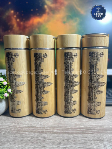 🎋ដបទឹកឫស្សី-Custom Bamboo Tumbler Engraving